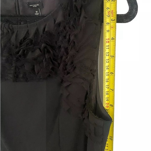 ANN TAYLOR Black Cocktail Dress with Georgette Ruffles Size 10 - Picture 8 of 9